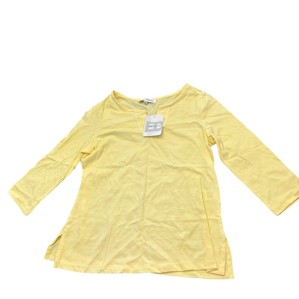 Emily Daniels 3/4 Sleeve Knit Top Blouse Shirt Women’s Size Petite XS Yellow NEW
